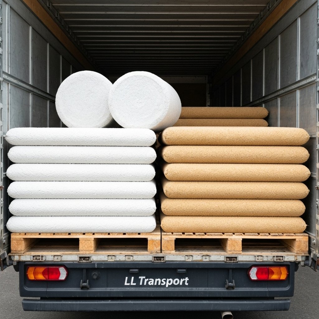Détail des sangles de sécurité et couvertures de protection dans un camion de déménagement LL Transport