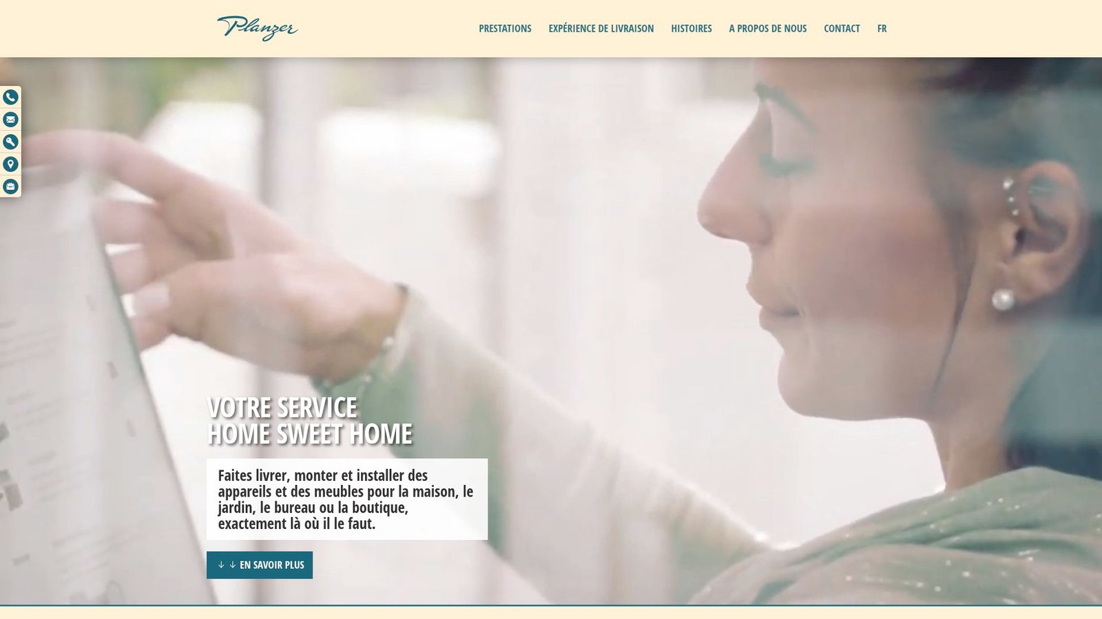Screenshot of the Planzer Homeservice page focusing on their furniture delivery description and service levels