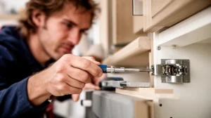 "Expert suisse en montage de meubles, travail de précision avec outils professionnels"